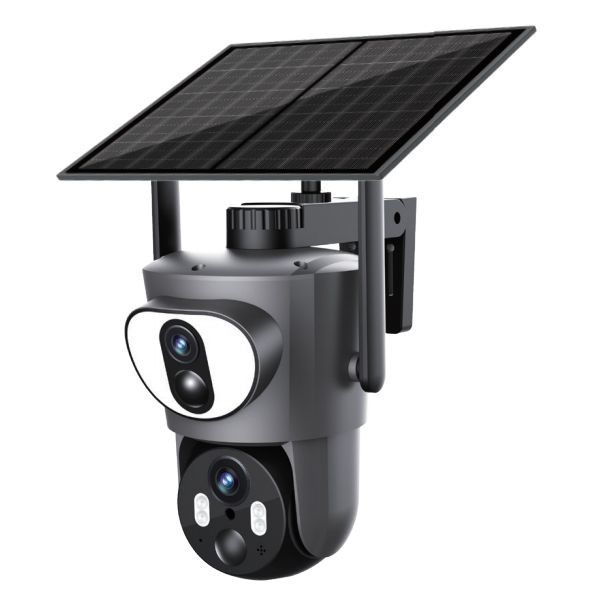 Dual Lens Dual Linkage Dual View Ubox 4G Câmera Solar 5-40M IR Distância