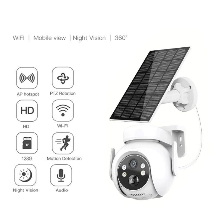 2MP WiFi Solar Motion Camera Impermeabilização 2 Way Talk Visão noturna a cores